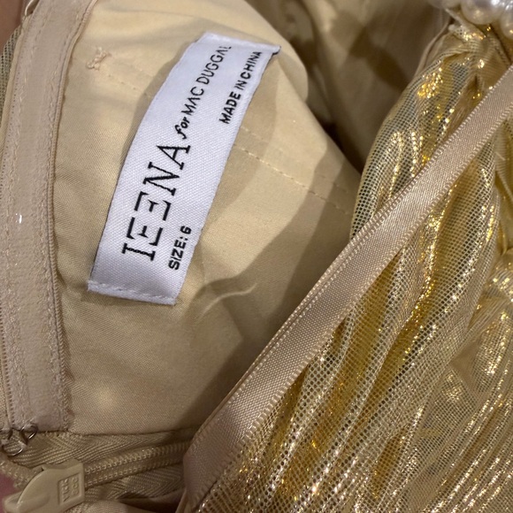 Mac Duggal Metallic Gold Strapless Tiered Pleated Gown - Picture 6 of 6